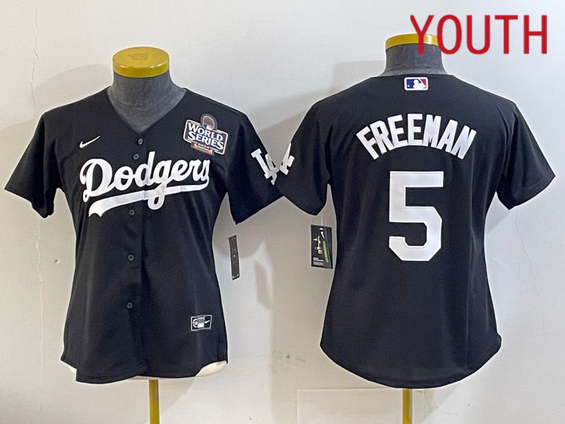 Youth Los Angeles Dodgers #5 Freeman Black Game 2024 Nike MLB Jersey style 11211->youth mlb jersey->Youth Jersey